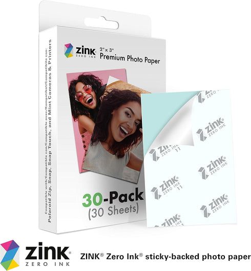 Zink 2"x3" Premium Instant Photo Paper (30 Pack) Compatible with Polaroid Snap, Snap Touch, Zip and Mint Cameras and Printers...